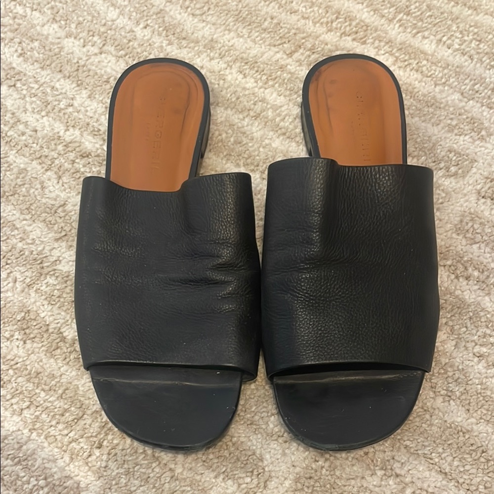 Robert Clergerie Black Flat Slides